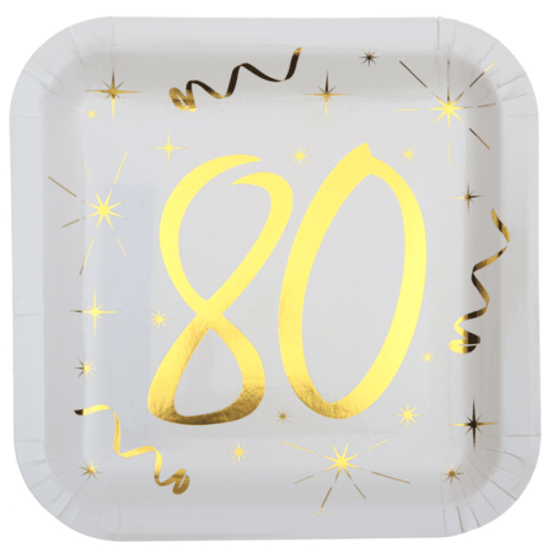 Tallrikar Vit & Guld 80 år, 10-pack