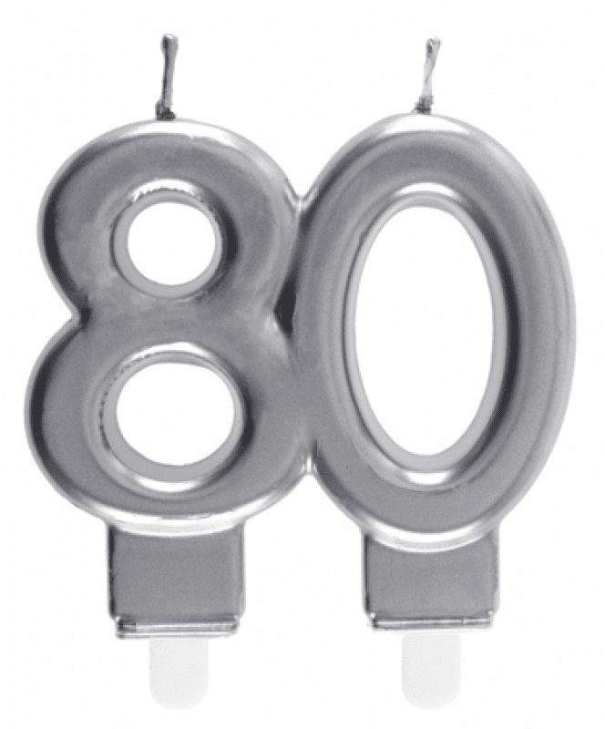 Tårtljus 80-år silver