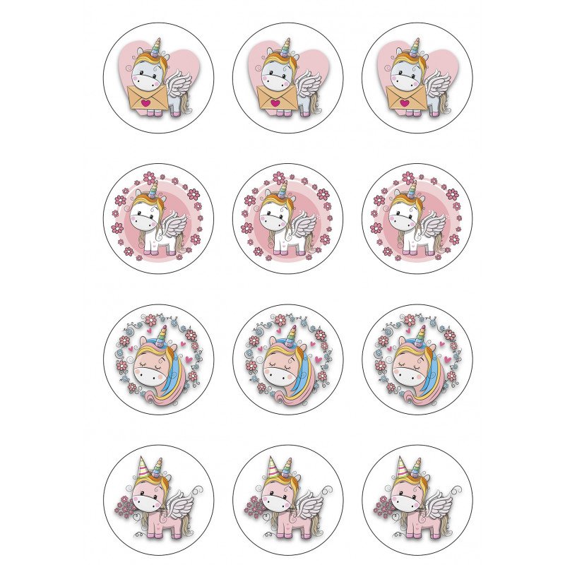 Muffinsbilder Unicorn / Enhörning 12-pack