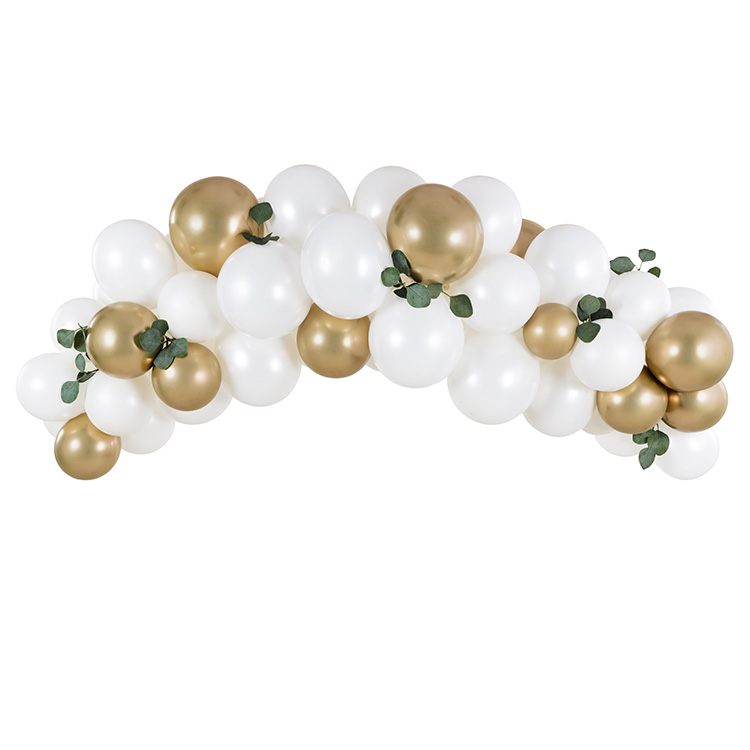 Ballongbåge Guld & Vit 2m
