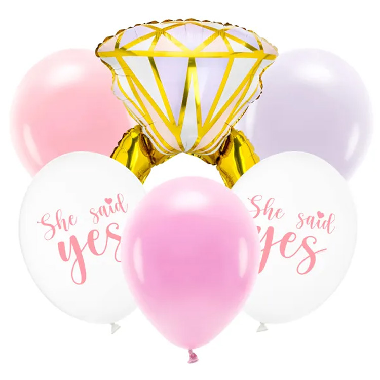 Ballongset Ring "She Said Yes" 6-pack