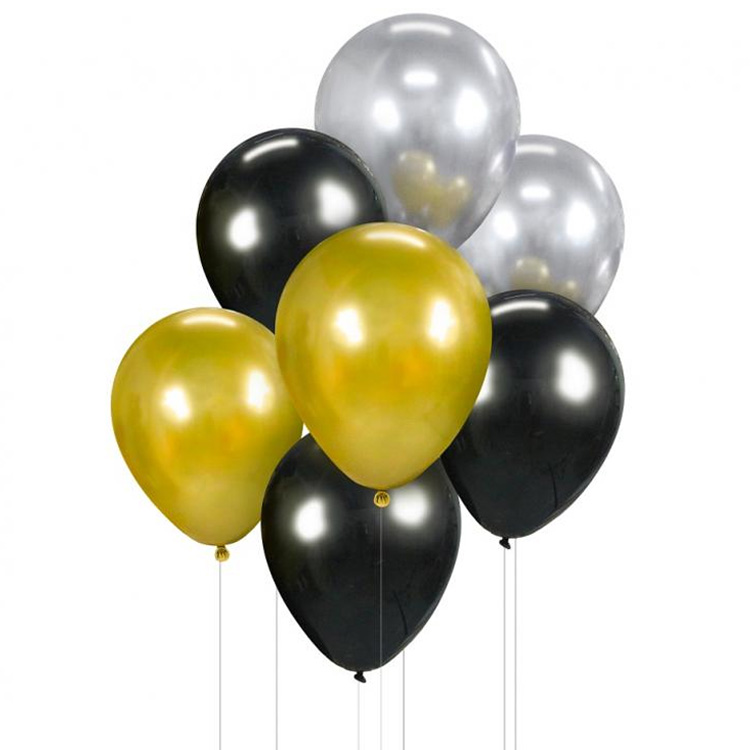 Ballongset Svart, Guld & Silver