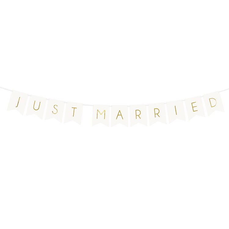 Banderoll Bröllop "Just Married" Vit 155cm