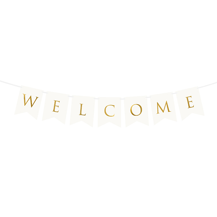 Banderoll Bröllop "Welcome" Vit 95cm