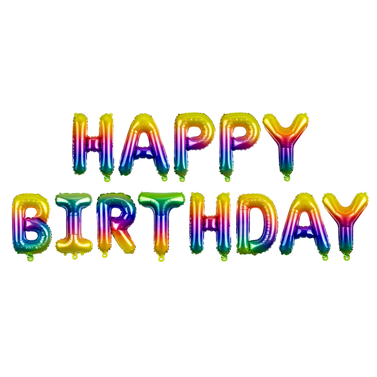 Bokstavsballonger "HAPPY BIRTHDAY" Regnbågsfärgad 340x35cm