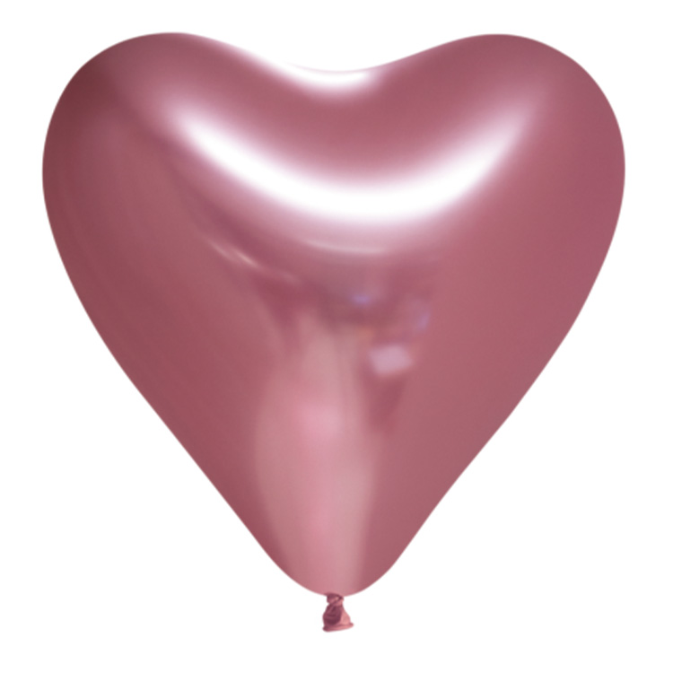 Chrome Mirror Hjärtballonger Rosa 6-pack