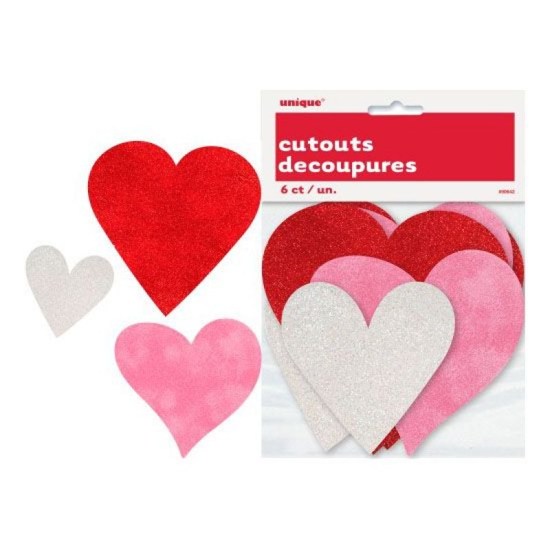Dekorations-hjärtan 6-pack