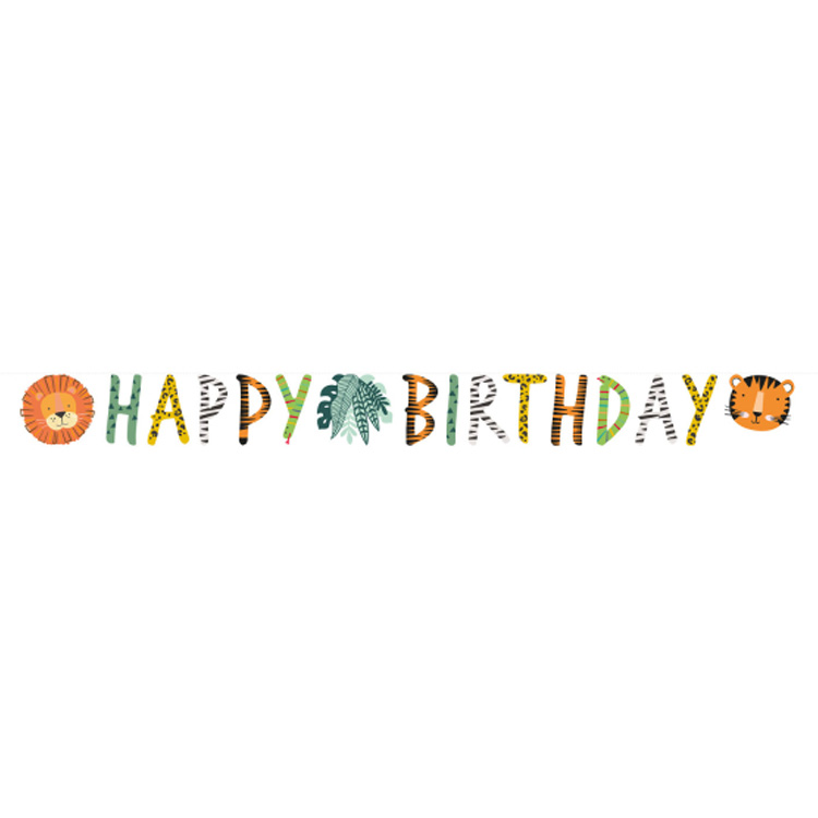 Djungel Kalas Bokstavsbanderoll "Happy Birthday" 1,8m