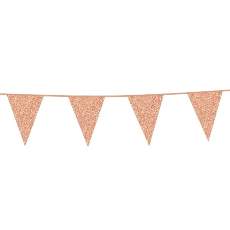Flaggbanderoll Glitter Roséguld 6m
