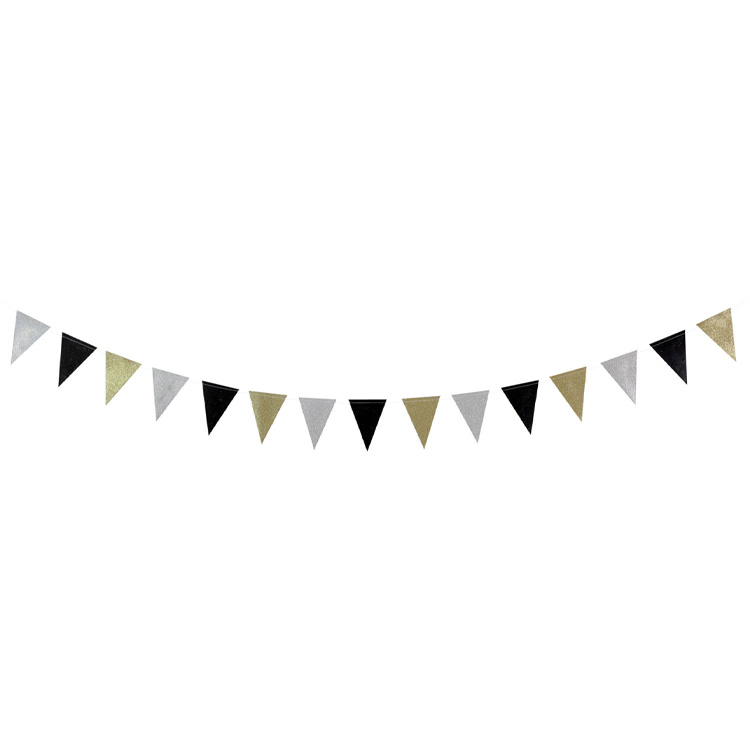 Flaggbanderoll Guld, Silver & Svart 2,6m