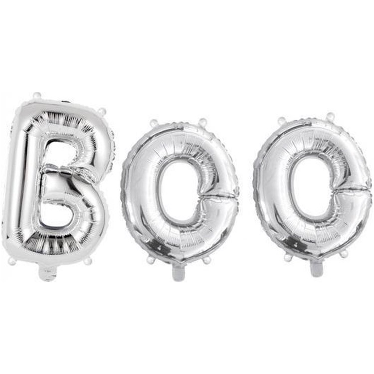Folieballong "BOO" Silver 41 cm