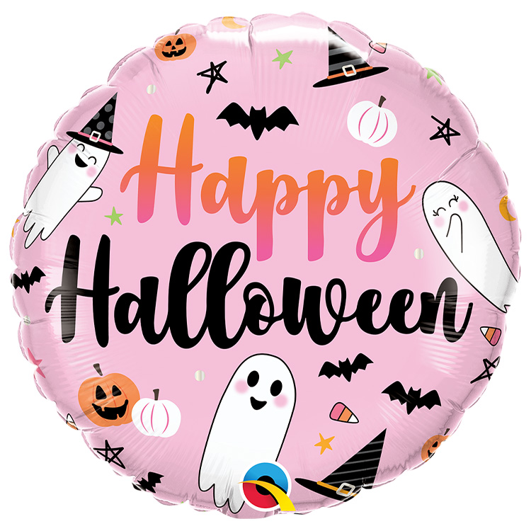 Folieballong Rosa "Happy Halloween" 46cm