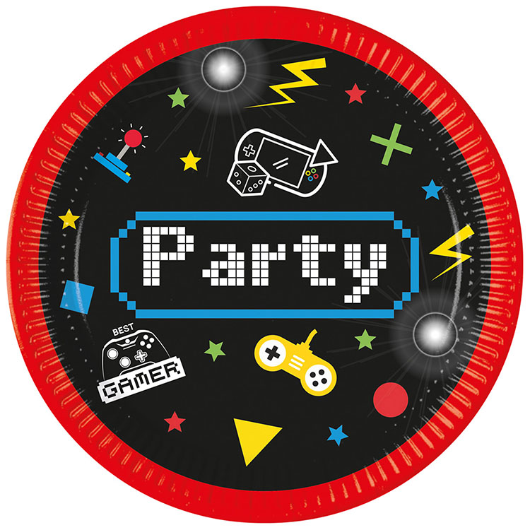 Gaming Party Papperstallrik 23 cm 8-pack