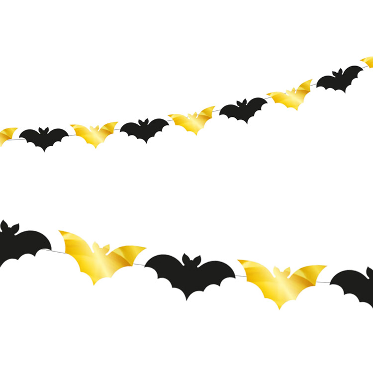 Halloween Girlang Fladdermöss Guld & Svart 2,5m