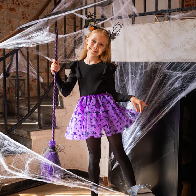 Halloween Lila Tyllkjol Med LED 30cm