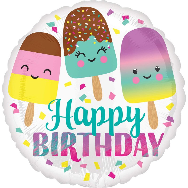 Heliumballon Happy Birthday - glassar 43 cm