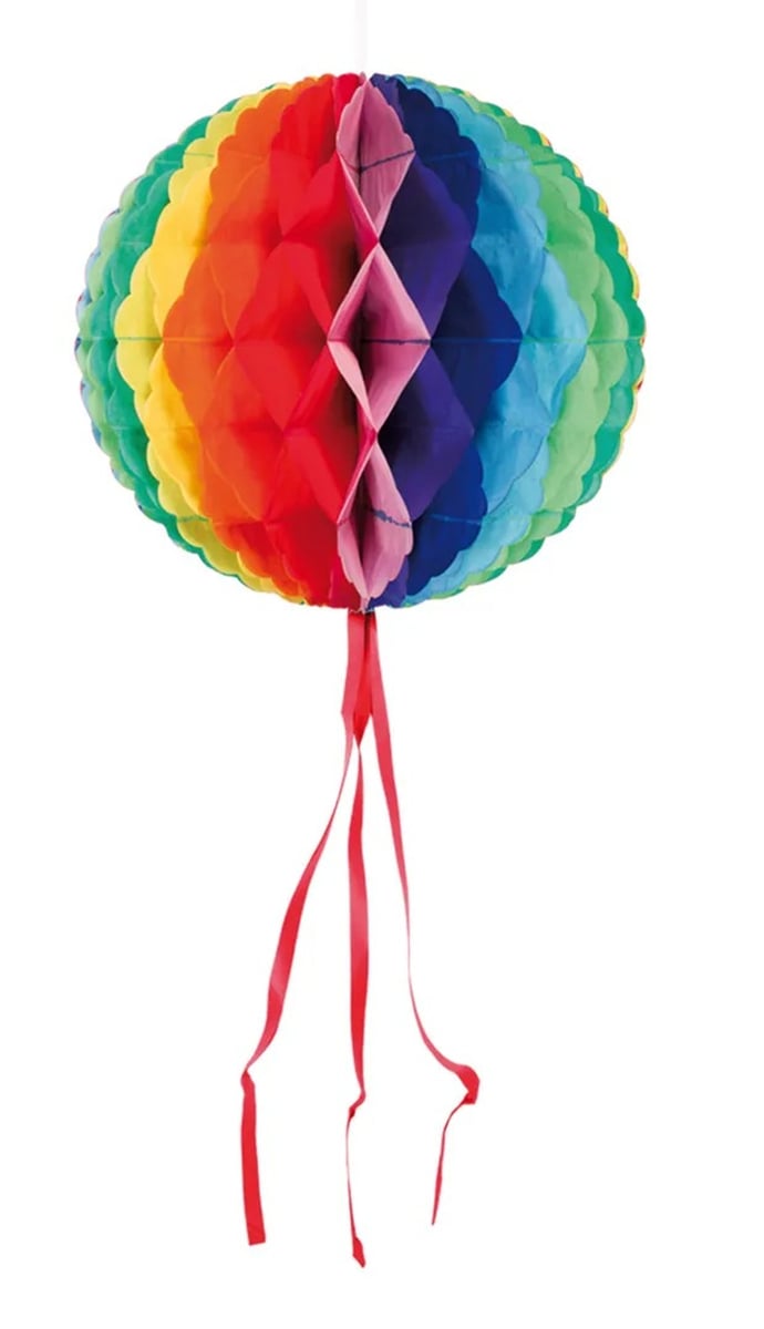 Pappersdekoration boll regnbåge 30 cm 3-pack