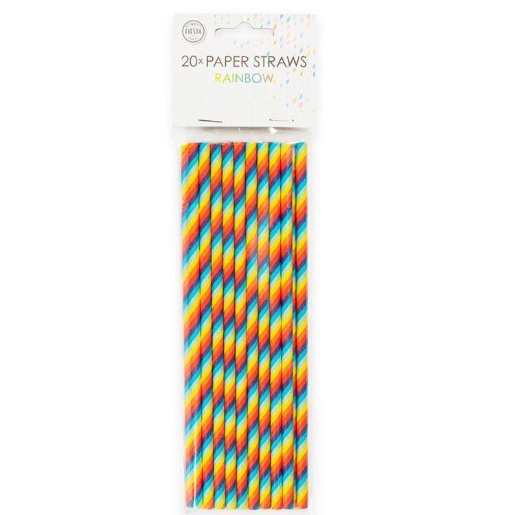 Papperssugrör Regnbåge 20-pack