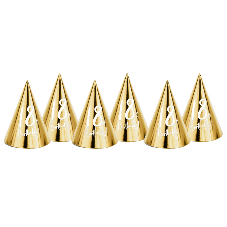 Partyhattar 18th Birthday Guld 6-pack