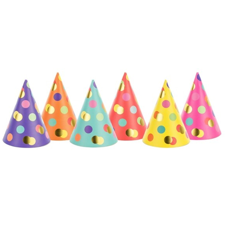 Partyhattar med Prickar 6-pack
