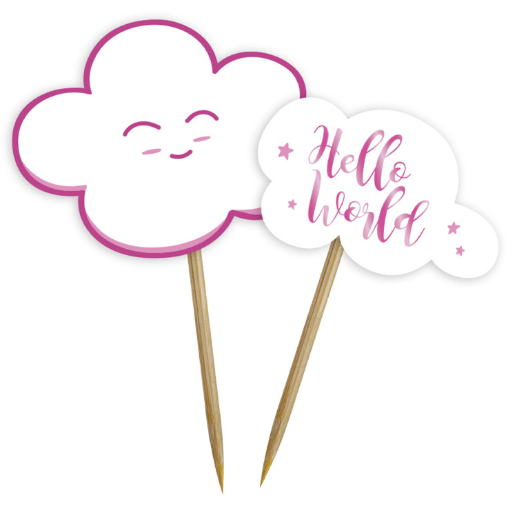 Partystickor Hello World Rosa