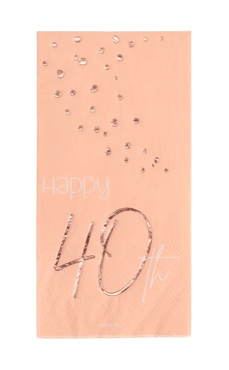 Servetter Elegant 40 års rosa 33 x 33 cm 10-pack