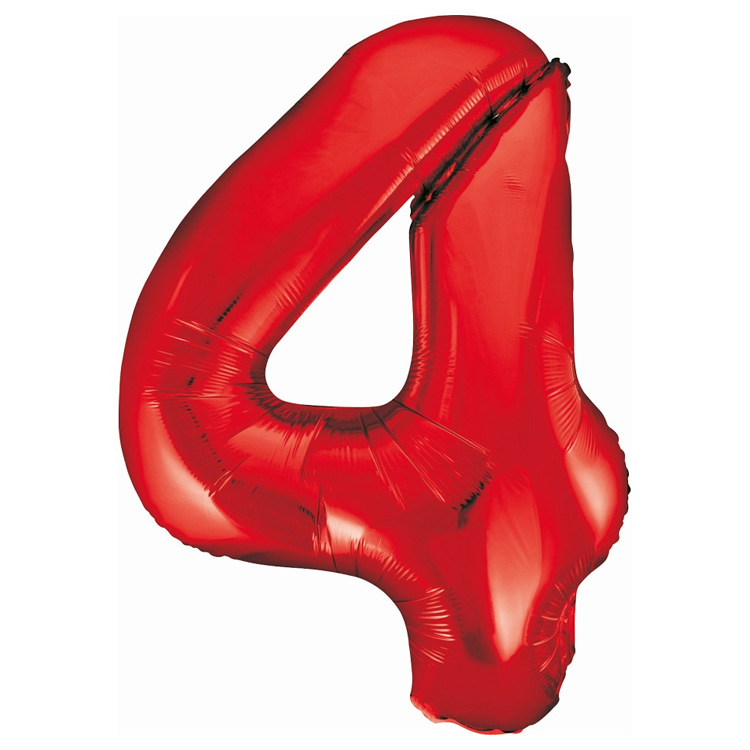 Sifferballong Röd 85cm "0-9" Siffra 4