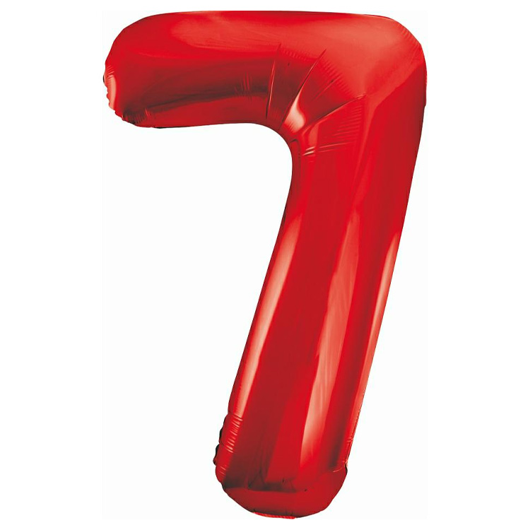 Sifferballong Röd 85cm "0-9" Siffra 7