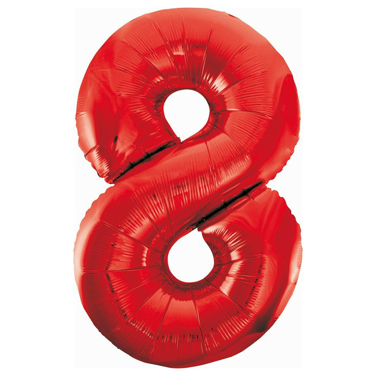 Sifferballong Röd 85cm "0-9" Siffra 8