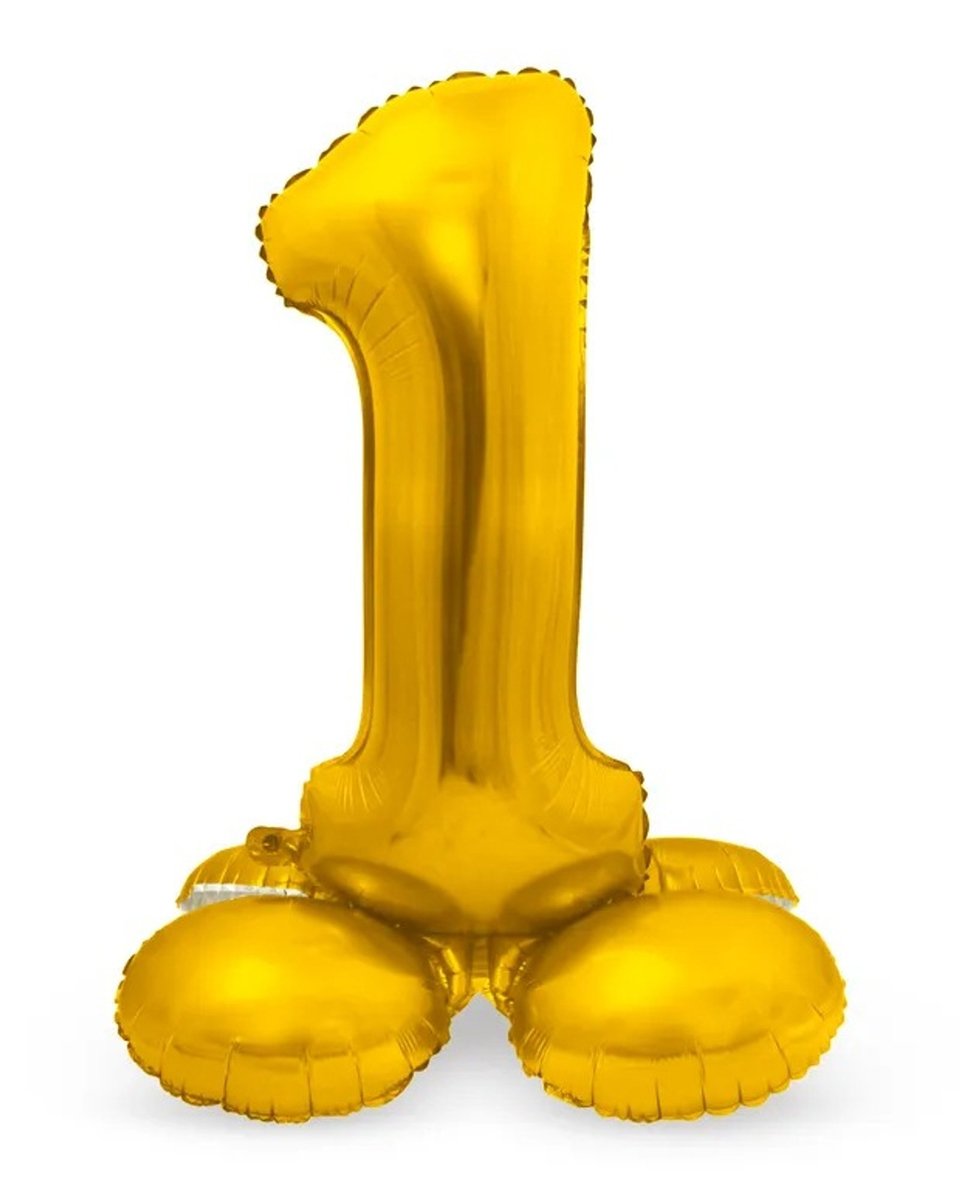 Sifferballong Stående Guld 72 cm "0-9" Siffra 1
