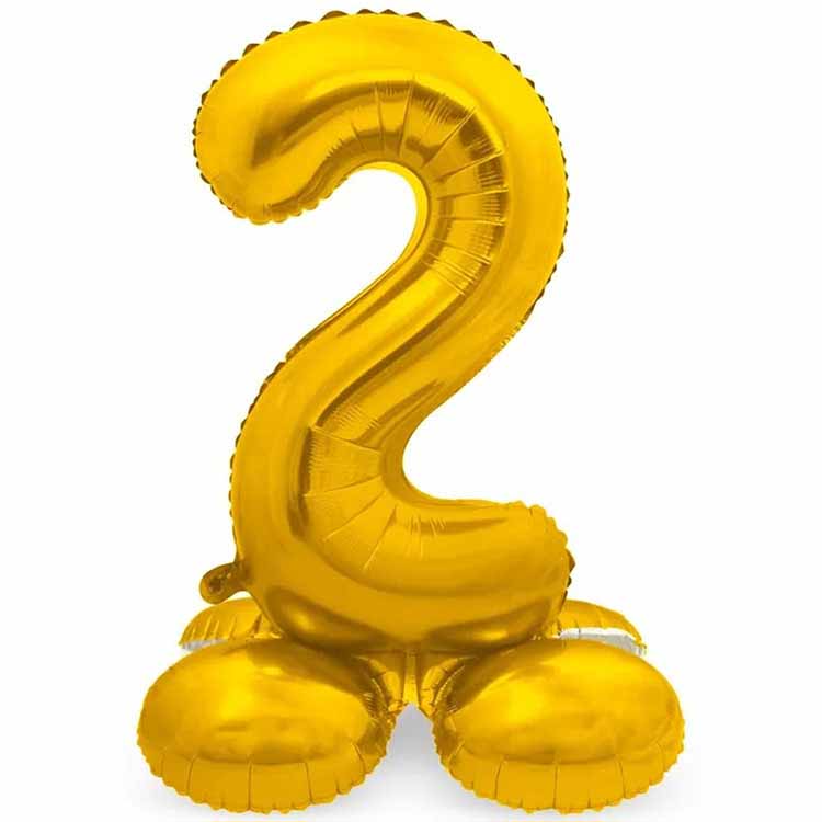 Sifferballong Stående Guld 72 cm "0-9" Siffra 2