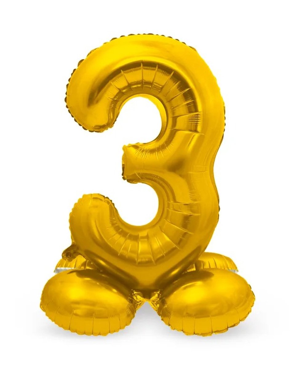 Sifferballong Stående Guld 72 cm "0-9" Siffra 3