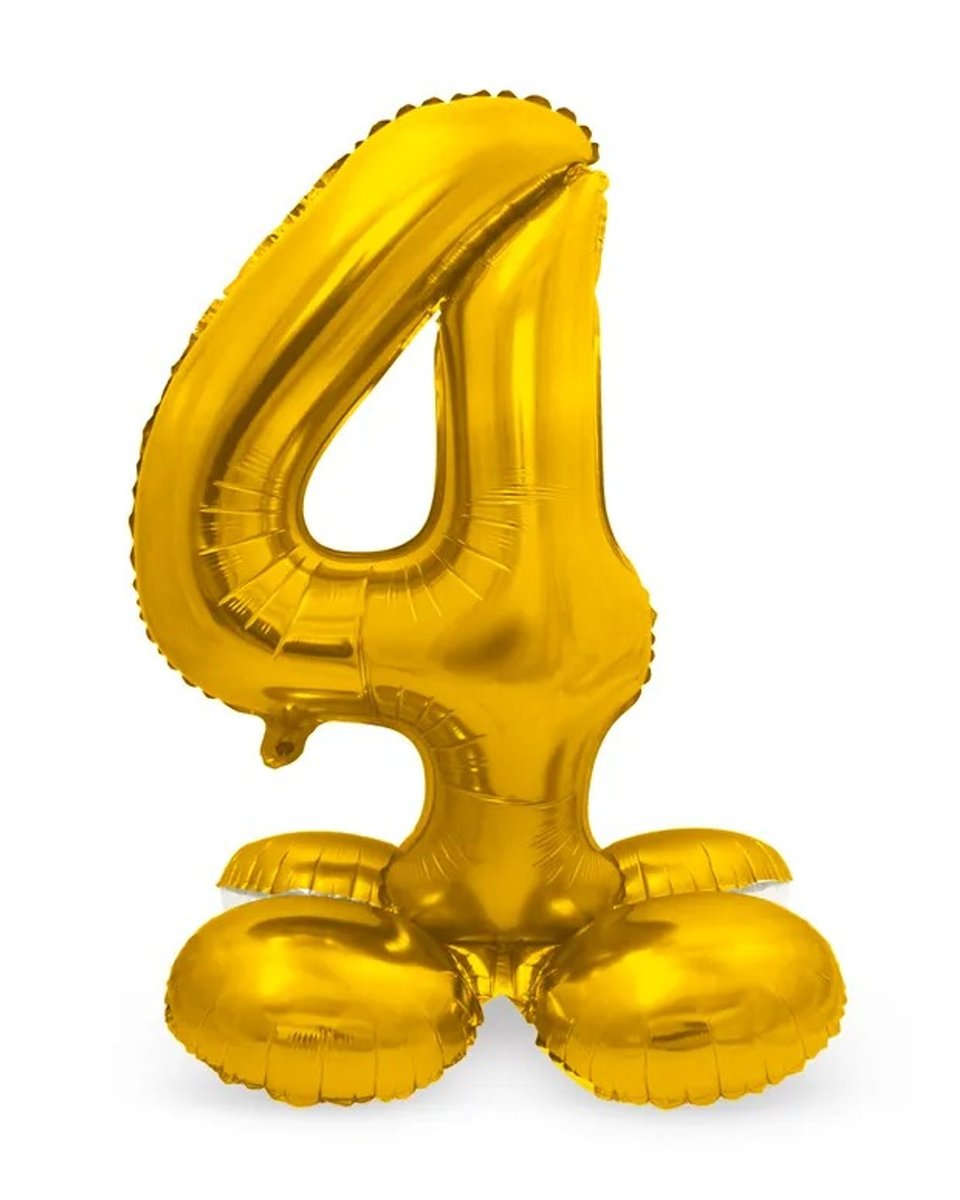 Sifferballong Stående Guld 72 cm "0-9" Siffra 4