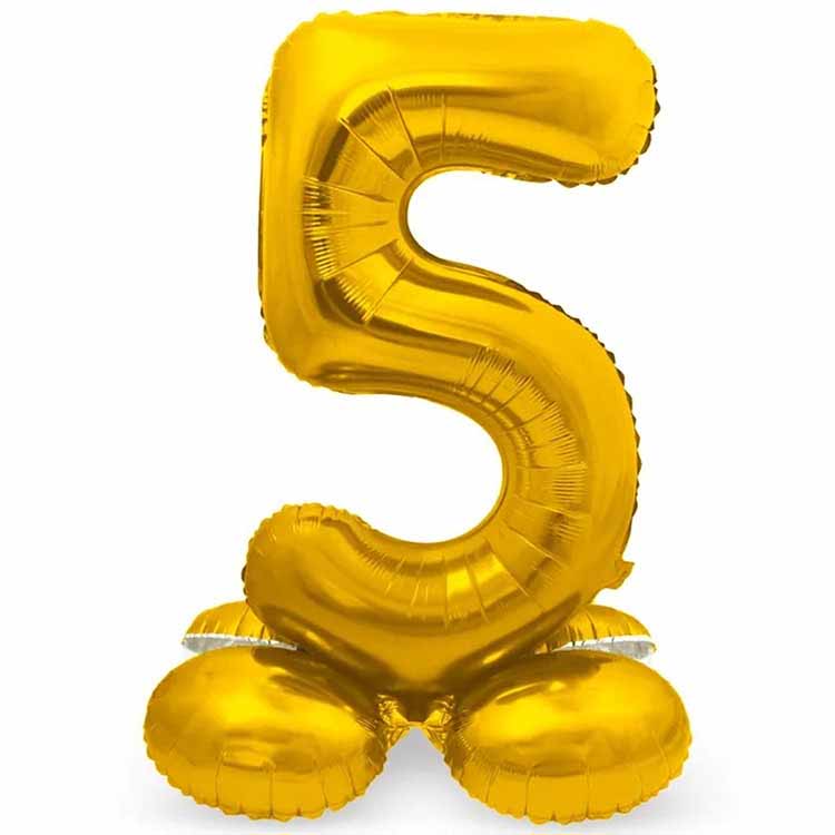 Sifferballong Stående Guld 72 cm "0-9" Siffra 5