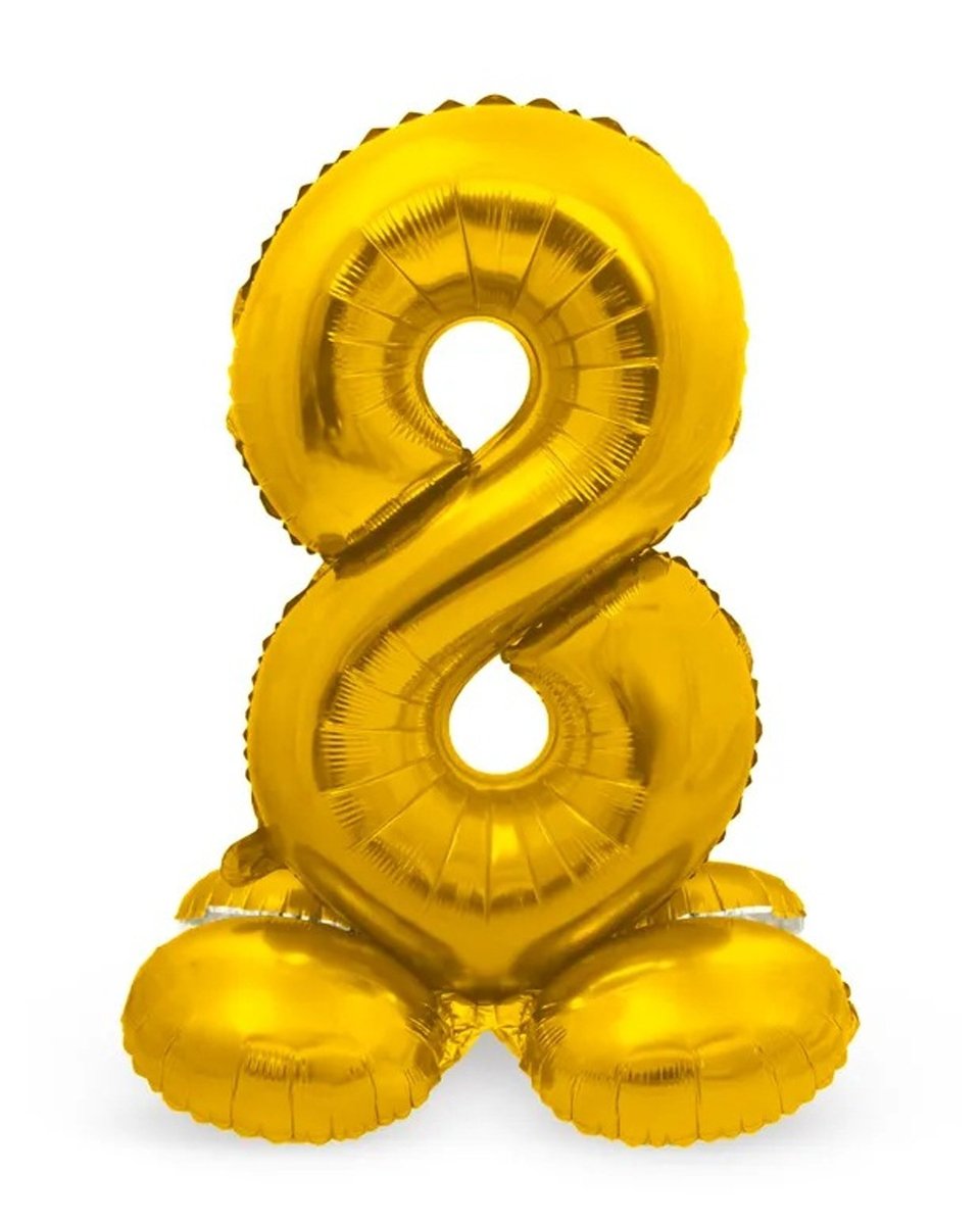 Sifferballong Stående Guld 72 cm "0-9" Siffra 8