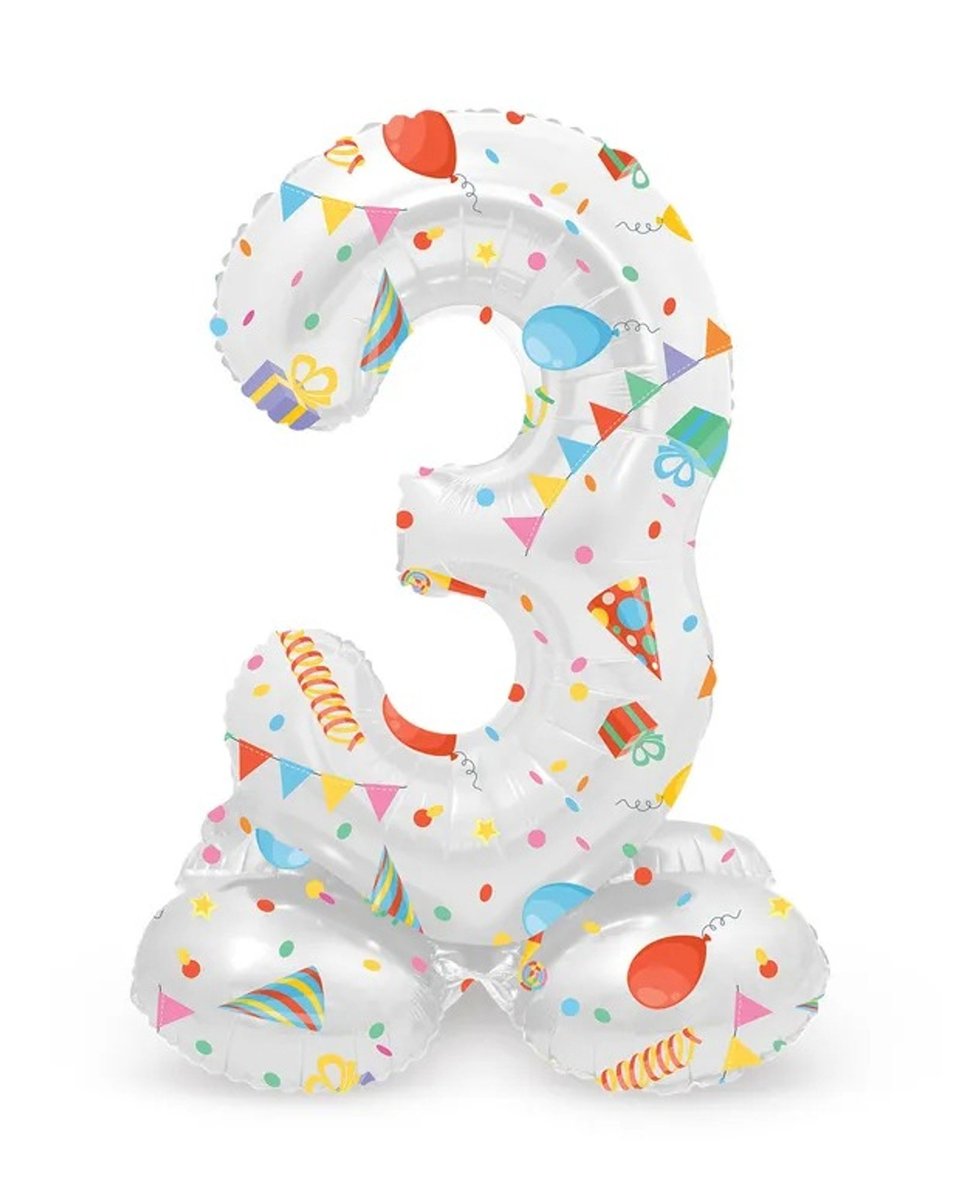 Sifferballong Stående Joyful Party 72 cm "0-9" Siffra 3