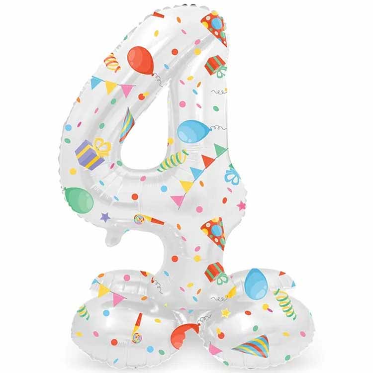 Sifferballong Stående Joyful Party 72 cm "0-9" Siffra 4