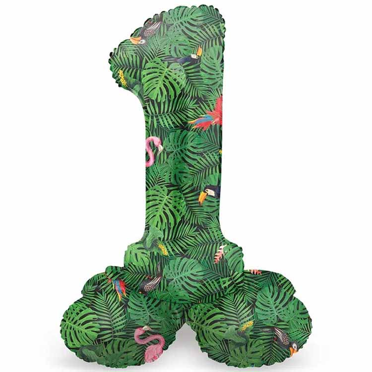 Sifferballong Stående Jungle Vibe 72 cm "0-9" Siffra 1