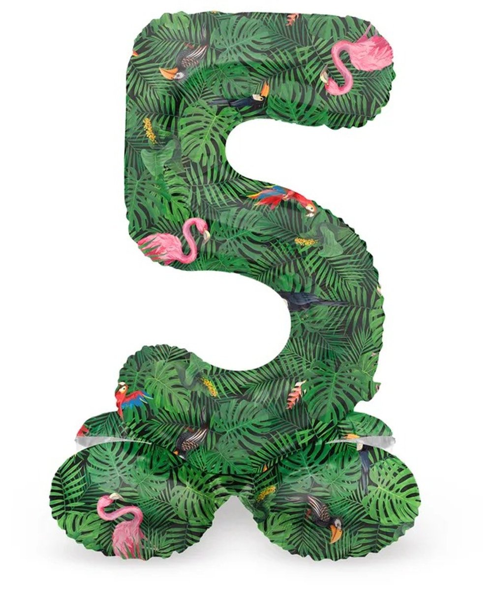 Sifferballong Stående Jungle Vibe 72 cm "0-9" Siffra 5