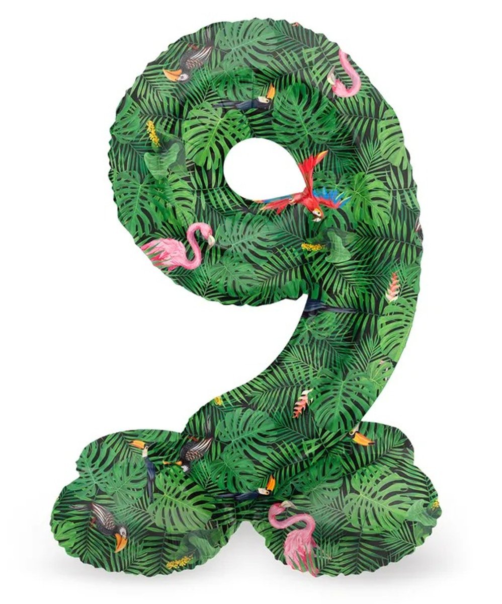 Sifferballong Stående Jungle Vibe 72 cm "0-9" Siffra 9
