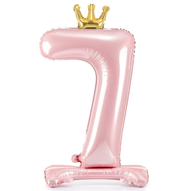 Sifferballong Stående Rosa Krona "0-9" Siffra 7