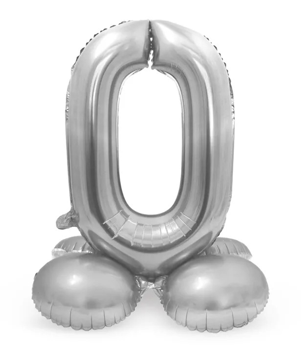 Sifferballong Stående Silver 72 cm "0-9" Siffra 0