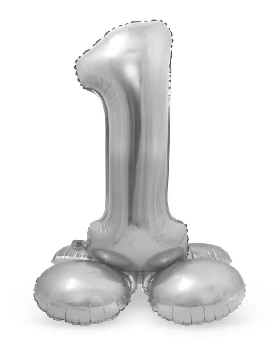 Sifferballong Stående Silver 72 cm "0-9" Siffra 1