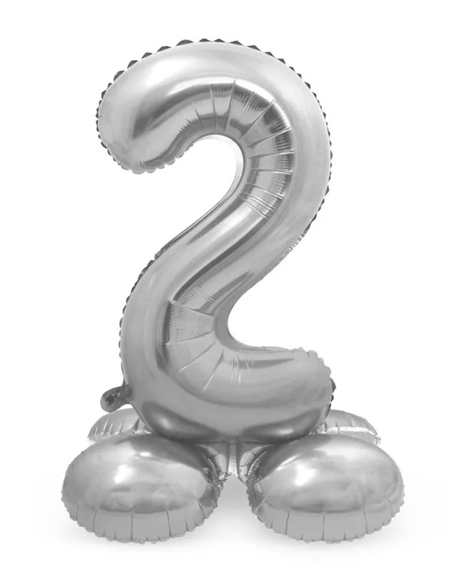 Sifferballong Stående Silver 72 cm "0-9" Siffra 2