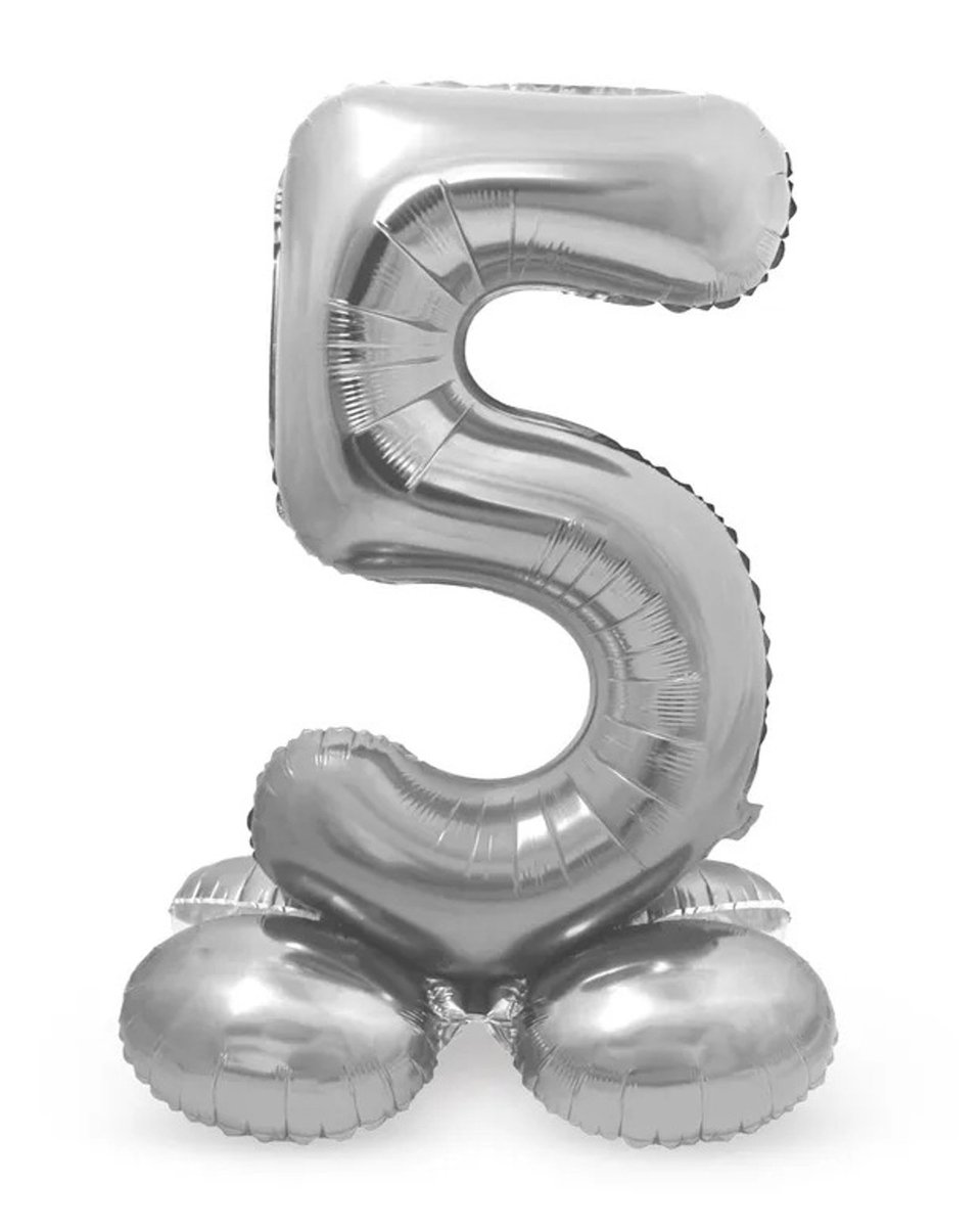Sifferballong Stående Silver 72 cm "0-9" Siffra 5