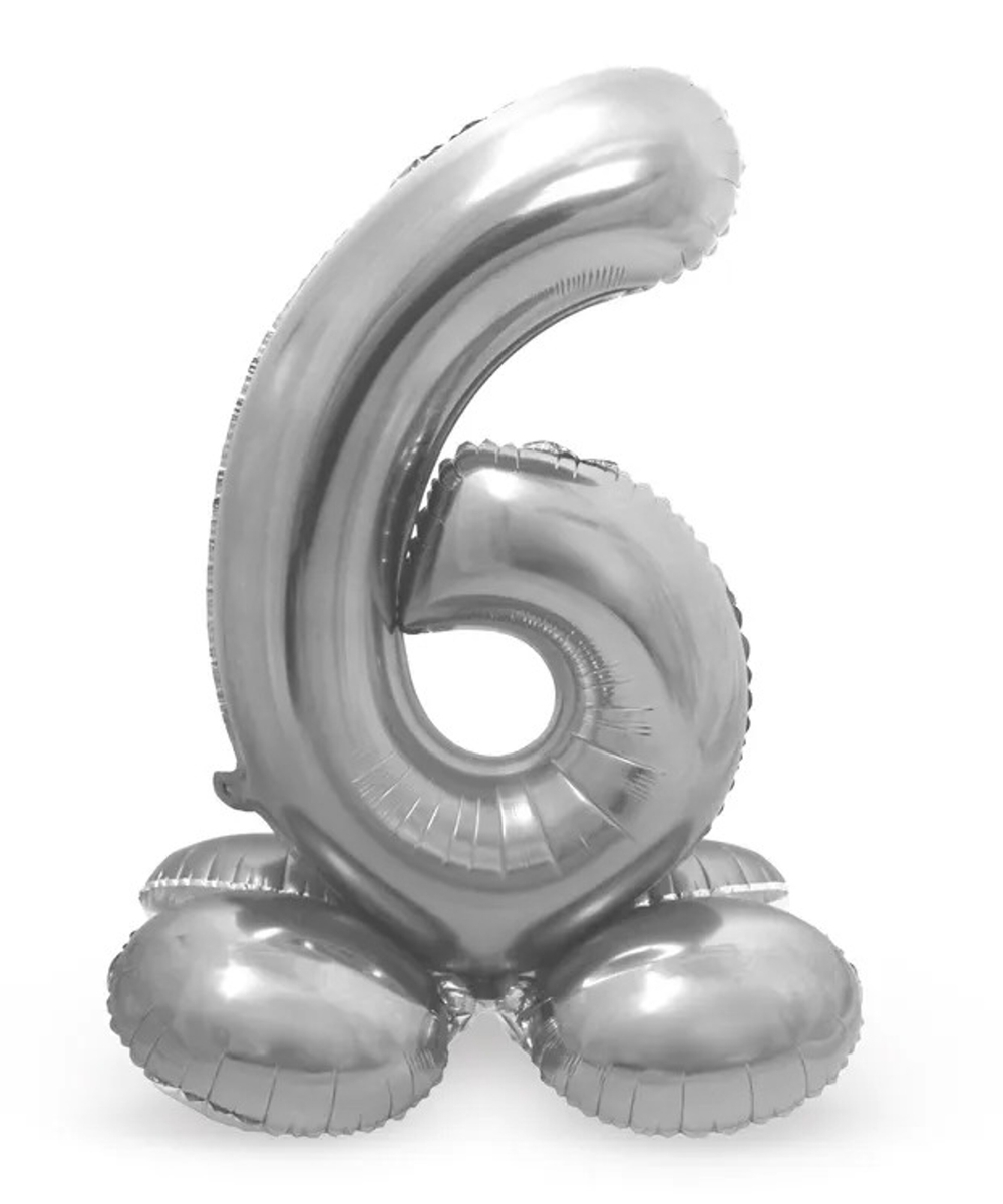 Sifferballong Stående Silver 72 cm "0-9" Siffra 6