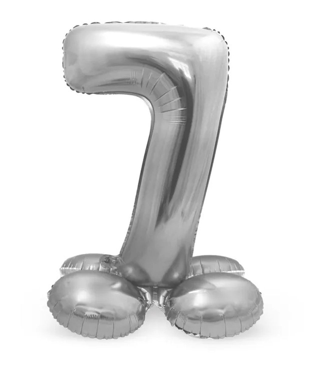 Sifferballong Stående Silver 72 cm "0-9" Siffra 7