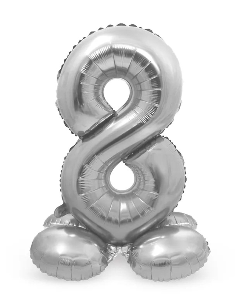 Sifferballong Stående Silver 72 cm "0-9" Siffra 8