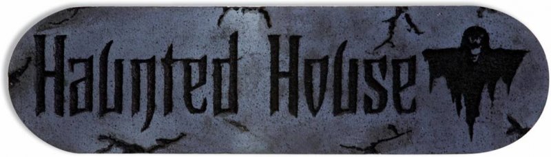 Skylt haunted house Halloween 12x35 cm