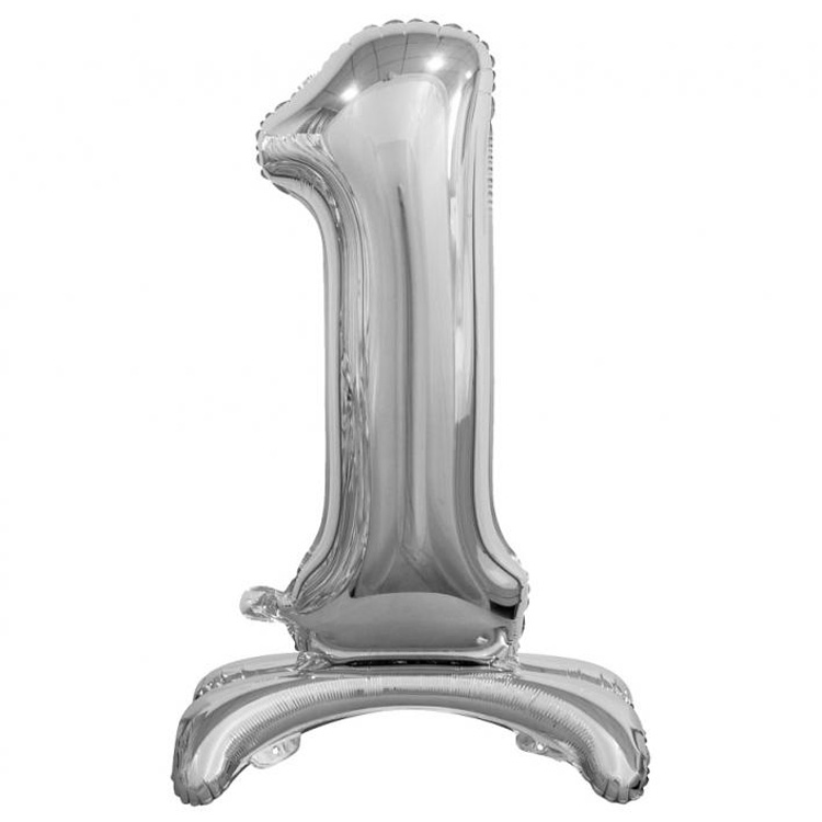 Stående Sifferballong Silver 74cm "0-9" Siffra 1